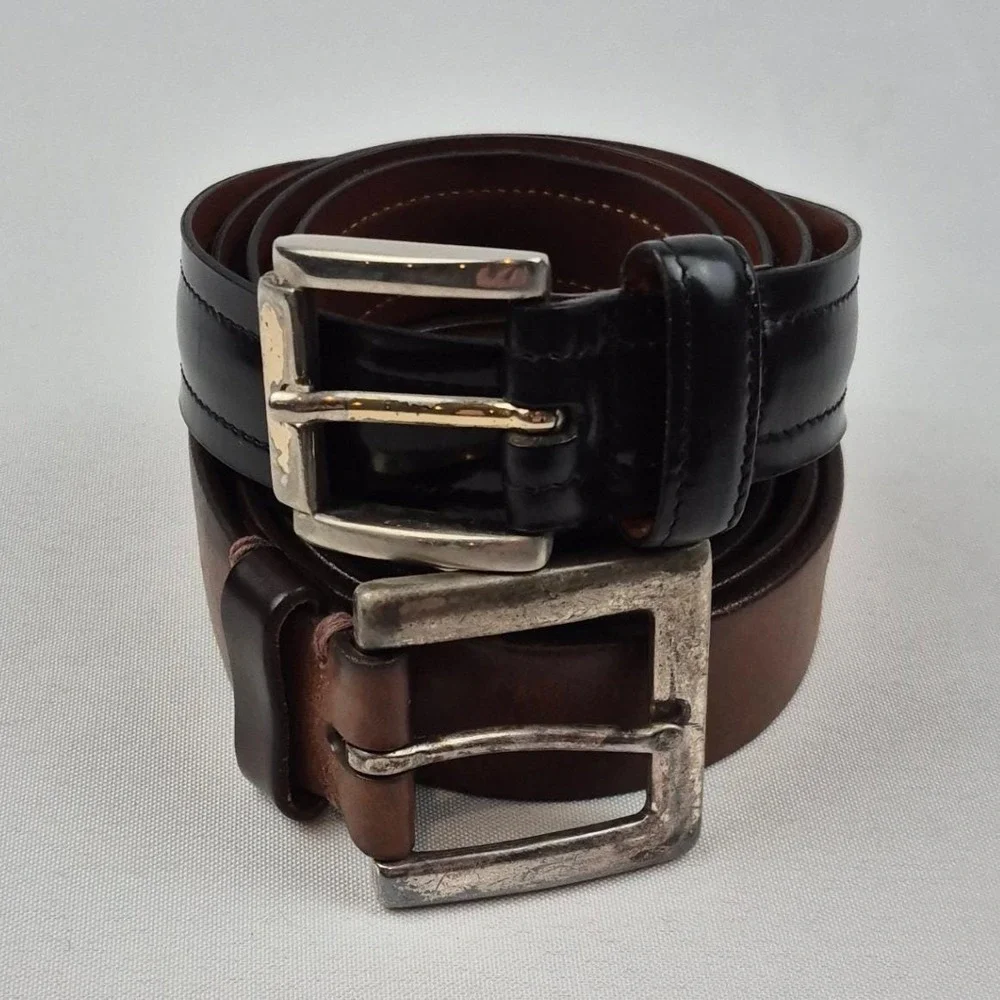 Cole Haan Gap Men's Leather‎ Belt Lot of 2 34 35 Black Brown Classic VTG 90s Y2K